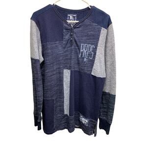 PRPS Goods & Company Long Sleeve Blue Heather Patchwork Shirt Size L